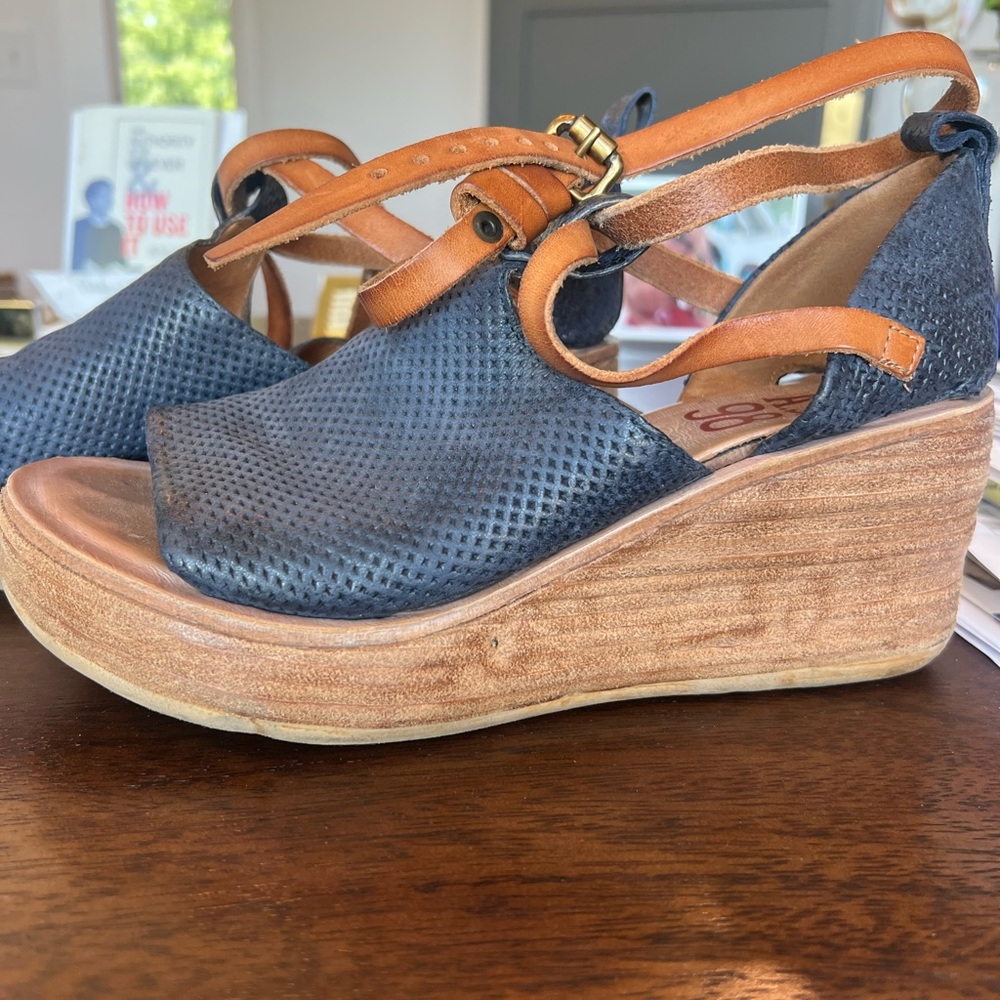 A.S. 98 Nino wrap around leather wedge sz 37